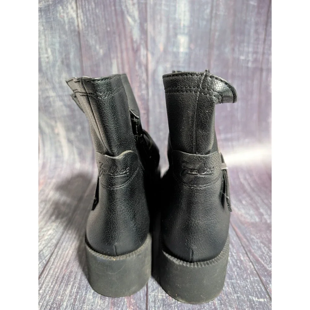 Zodiac Women’s Black Ankle Boots Buckle Strap Zip Block Heel Size 9 M Gavin